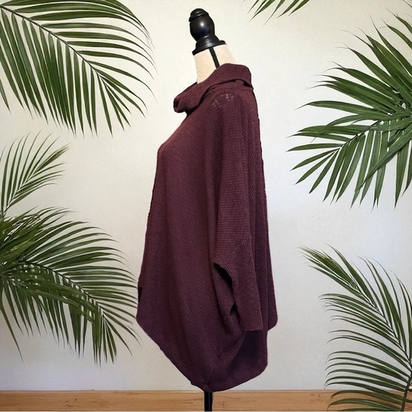 FP Beach | Free People Plum Split Back Cowl Neck Poncho Sweater - Size Large - Picture 7 of 15